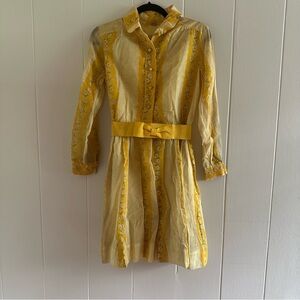 Vintage Yellow Bishop Sleeve Peter Pan Collar Dress